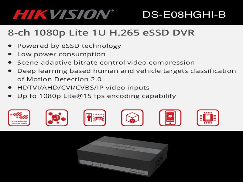 HIKVISION 8Ch 2Mp eDVR 512Gb Bullet Kit