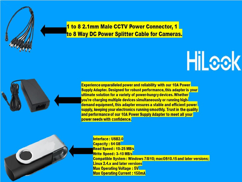 HILOOK 8Ch 2Mp Bullet Cam With 20 Mtr Ca