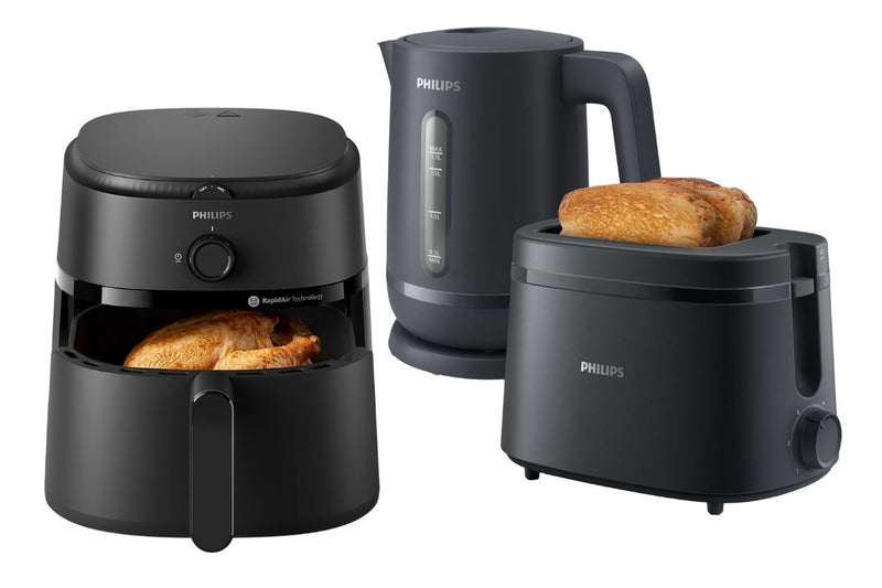 Philips Essentials Collection 1000 Series matte black kitchen appliance suite