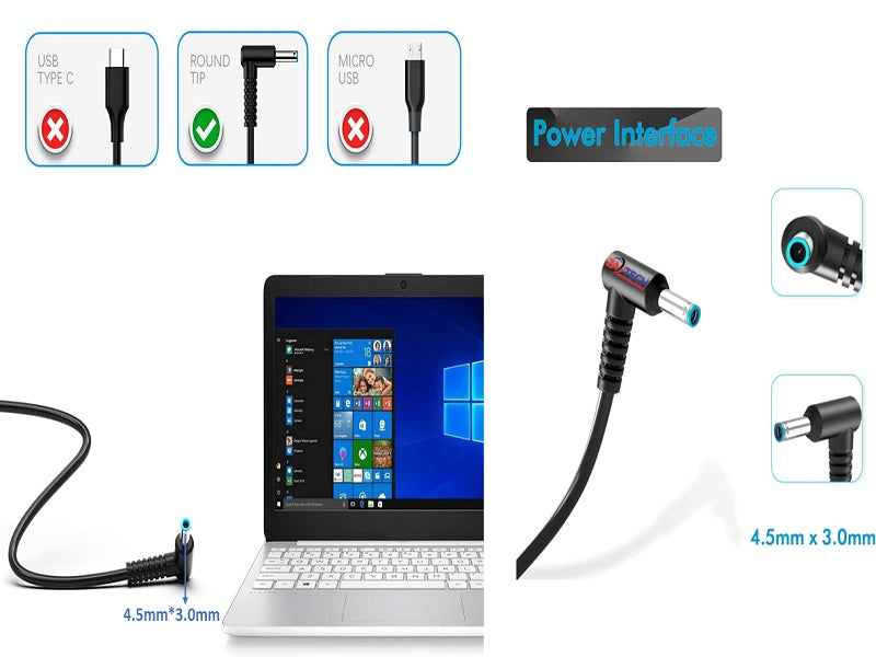 HP Laptop Charg 19.5V-7.7A Dc 4.5*3.0mm