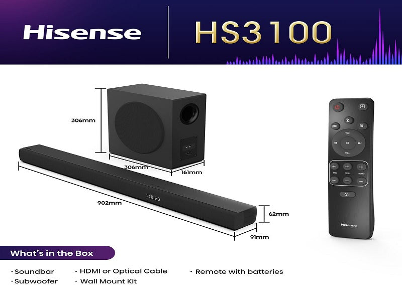 Hisense 3.1ch 480W Digital Soundbar