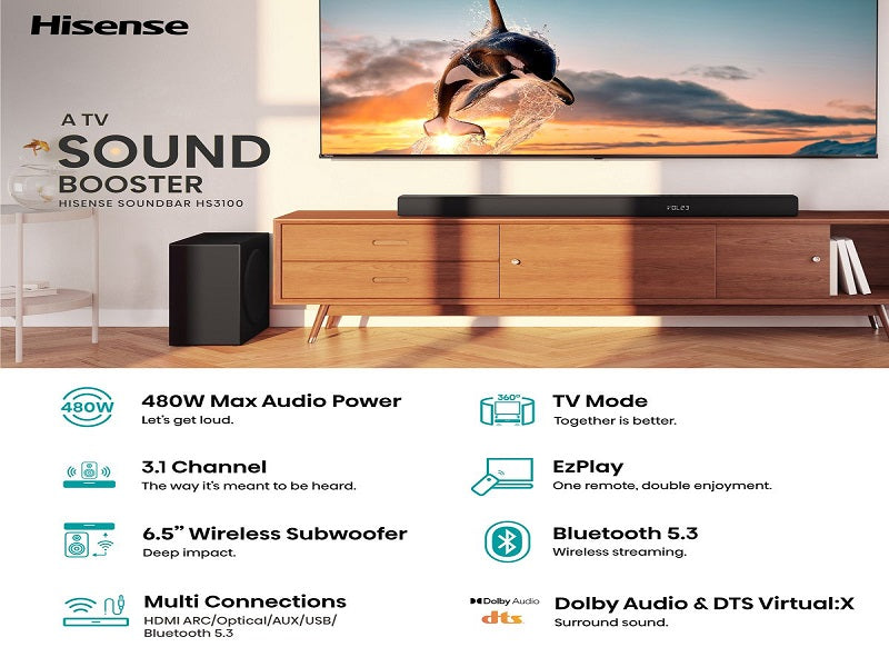 Hisense 3.1ch 480W Digital Soundbar