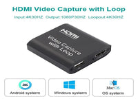 HDMI Video Capture With Loop Out 4K