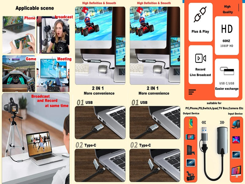 HDMI Video Capture Usb A/Usb C 2in1 Conn