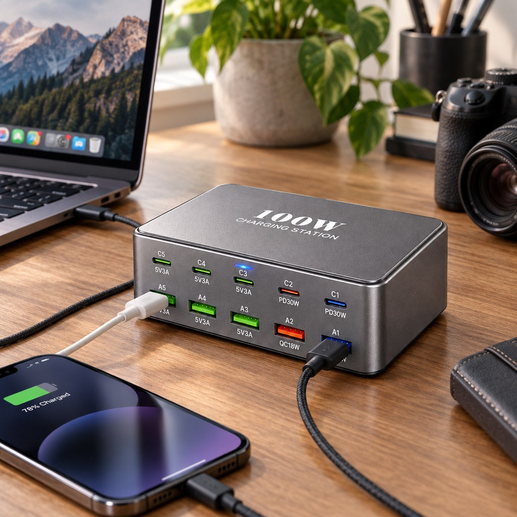 HW-33 100W Multi-Port Fast Charger Stati – view 2