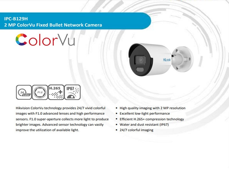 Hilook Colorvu Ip Bullet 2Mp Camera2.8mm