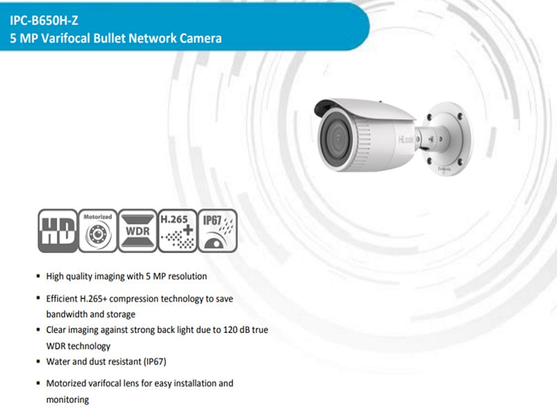 Hilook 5Mp Varifocal Ip Bullet Camera