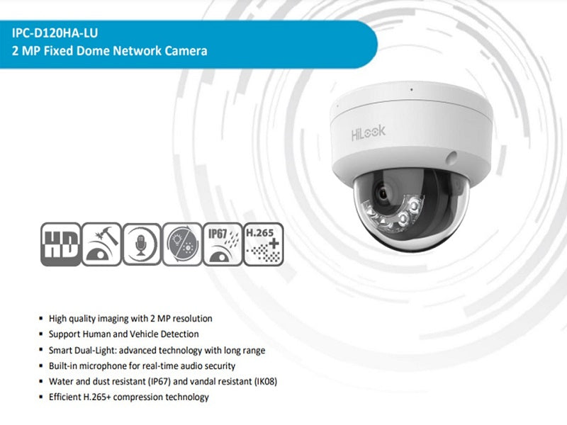 Hilook D120Ha Ip Dome 2Mp Camera 2.8Mm