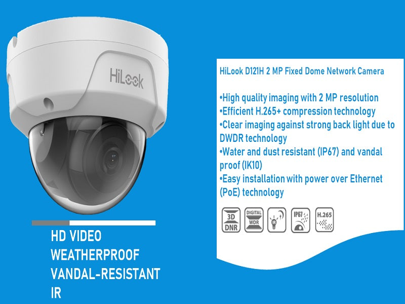 Hilook D121H 1080P Ip Dome Camera 2.8Mm