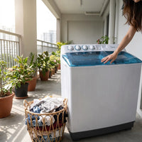 Midea 15kg Semi-Automatic Twin Tub Washing Machine White (KL15TTG1W) - 7kg Spin, Magic Filter