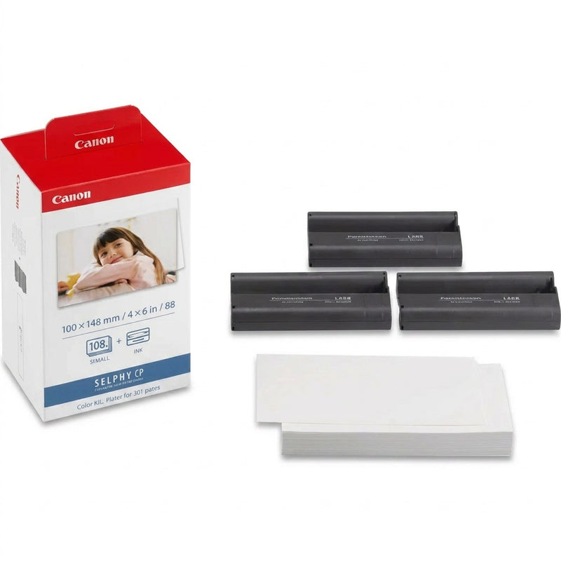 Canon Selphy KP-108IN Colour Ink and Paper Set - 108 Sheets, 4x6", CP Series Compatible