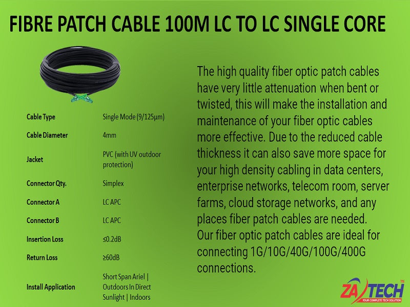FIBRE Patch Cable 100M Lc To Lc Single