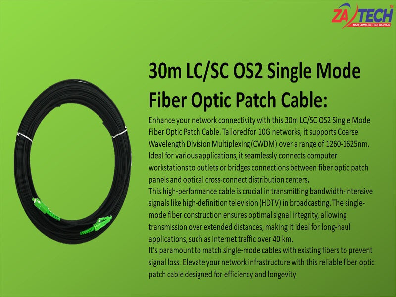FIBRE Patch Cable 30M Lc To Sc Single Co