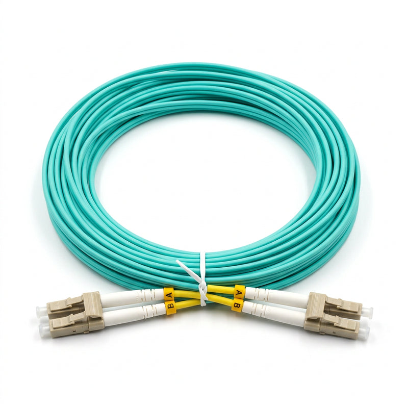 ZATECH LC to LC OM3 multimode duplex fibre optic patch cable, 10m aqua