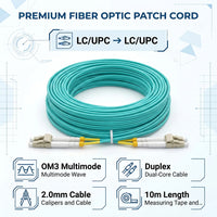 ZATECH LC to LC OM3 multimode duplex fibre optic patch cable, 10m aqua (view 3)