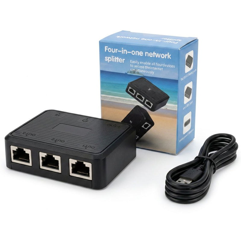 ZATECH 1X3 RJ45 Splitter 1GBPS Black