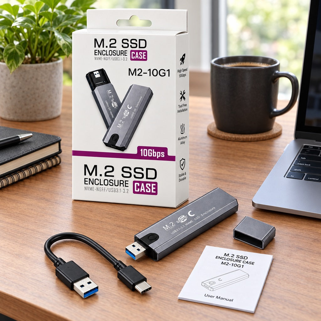 M.2 NVMe NGFF SSD Enclosure 10Gbps USB-C
