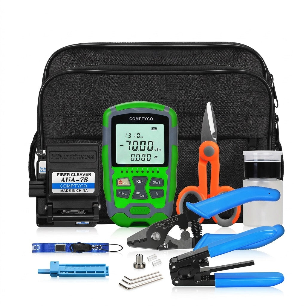COMPTYCO MC70-15MW and AUA-7S fibre optic tool kit with cleaver and visual fault locator