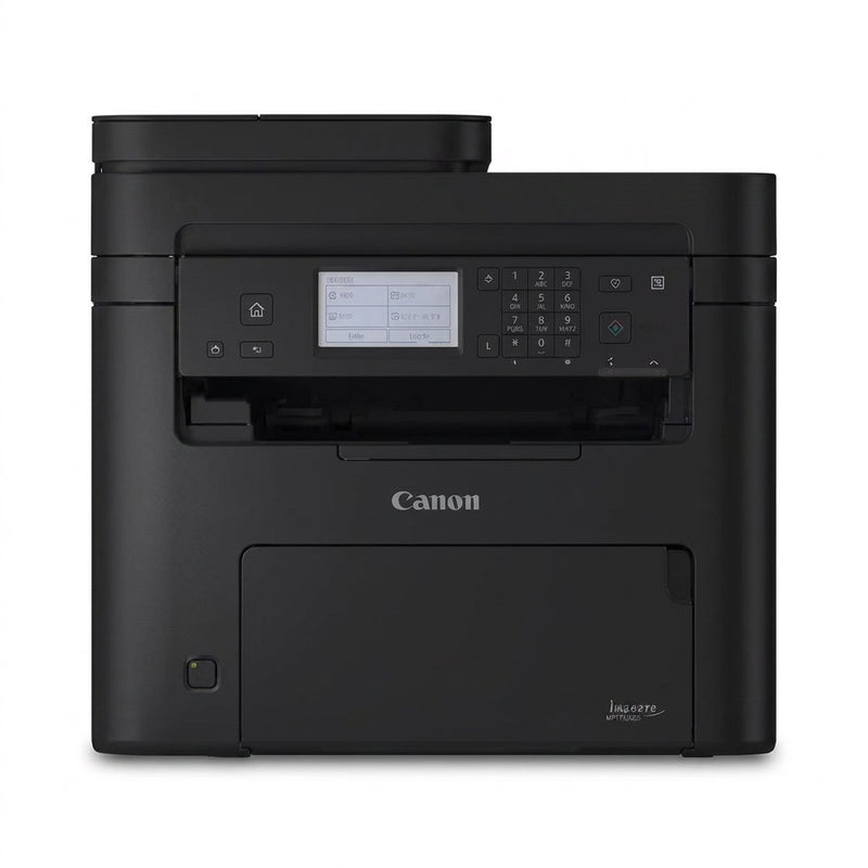 Canon i-SENSYS MF275dw front view showing control panel, keypad and paper output tray