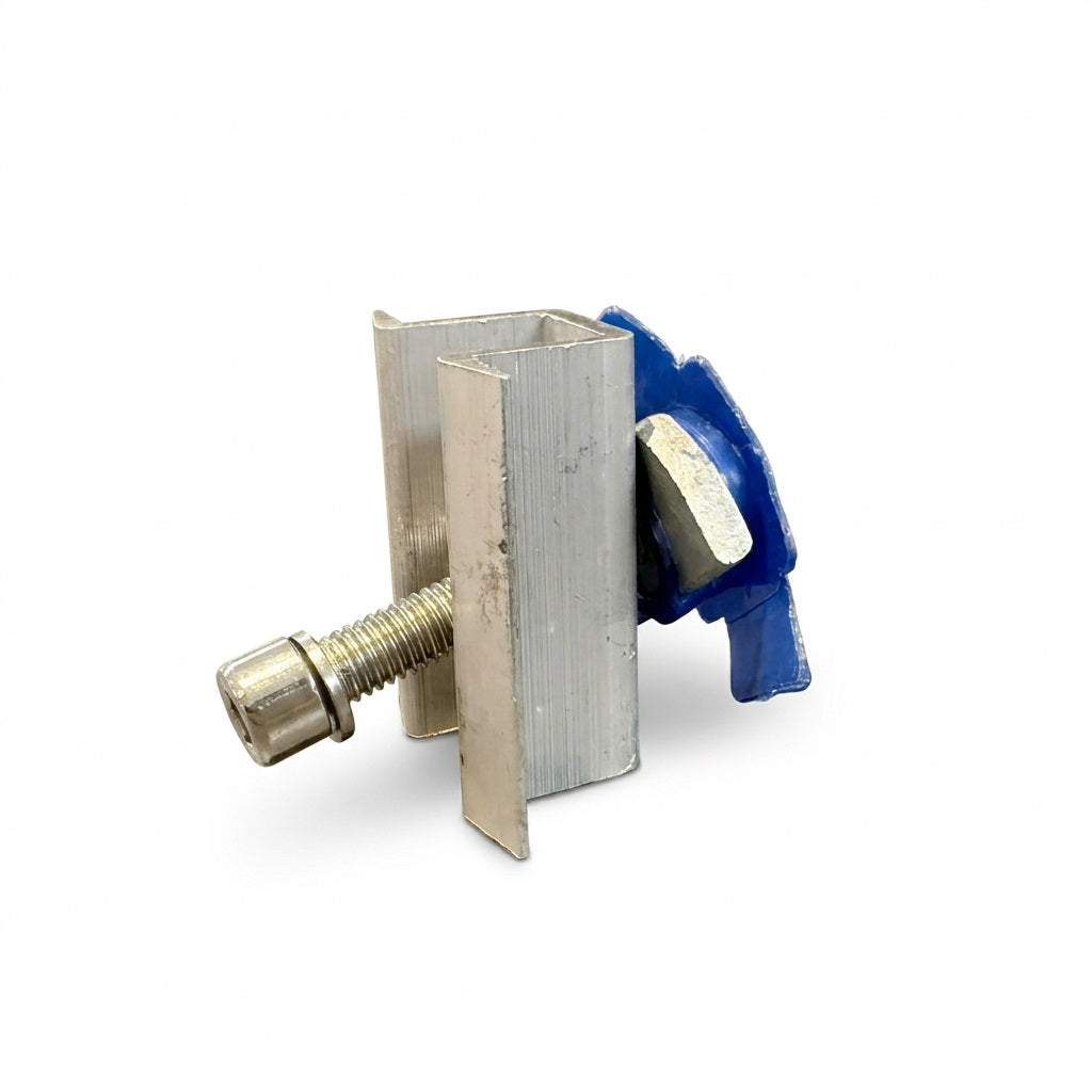 Solar Panel Mid Clamp - Aluminium Clamp with Socket-Head Bolt & Rail T-Nut for Adjacent Panels (MID-CLAMP)