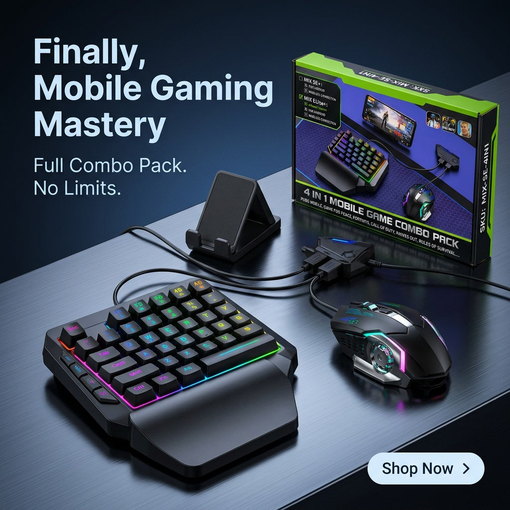 Havit MIX SE 4-in-1 Mobile Gaming Keyboard & Mouse Combo - RGB Set with Converter & Stand – view 4