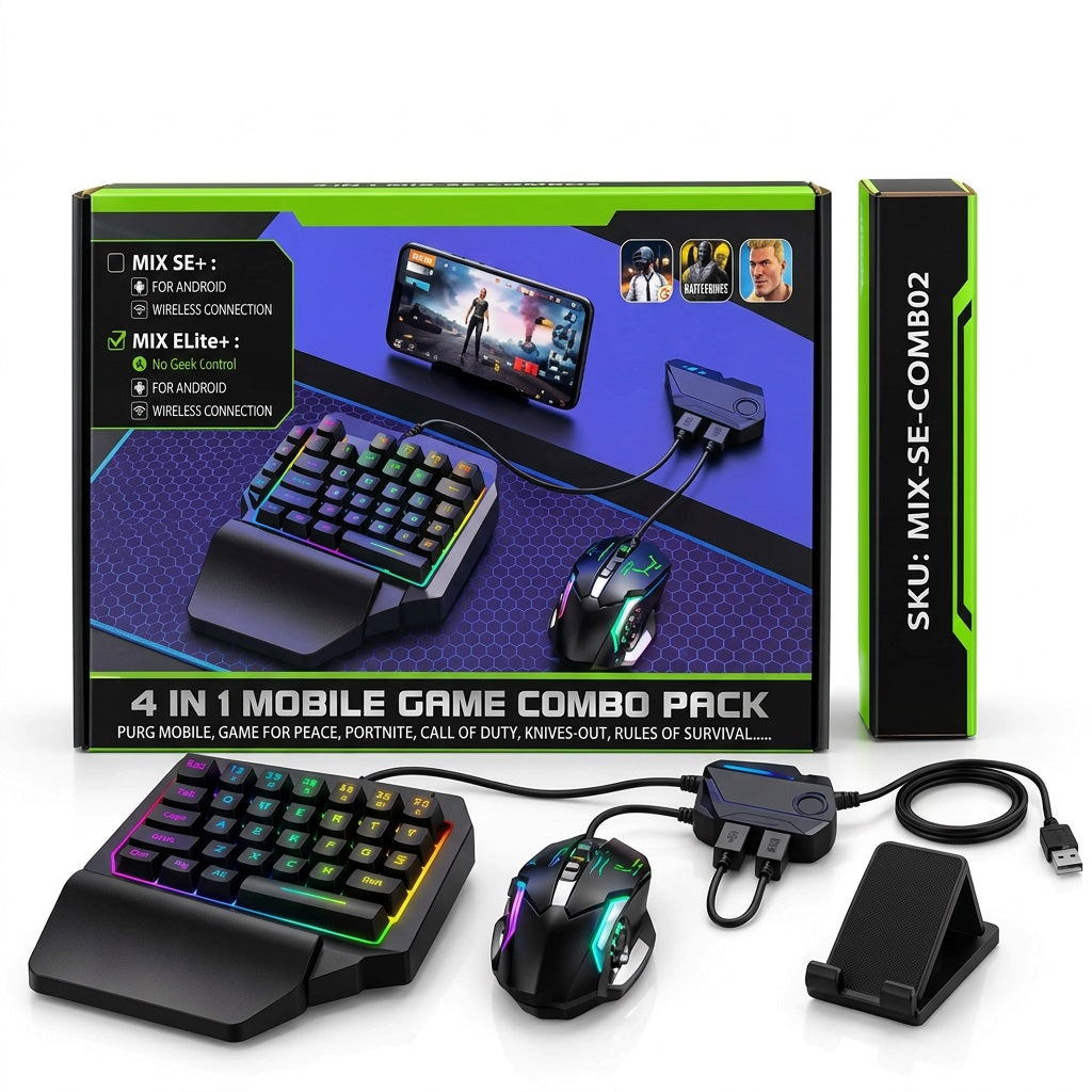 Havit MIX SE 4-in-1 Mobile Gaming Keyboard & Mouse Combo 2 - RGB Set for Android