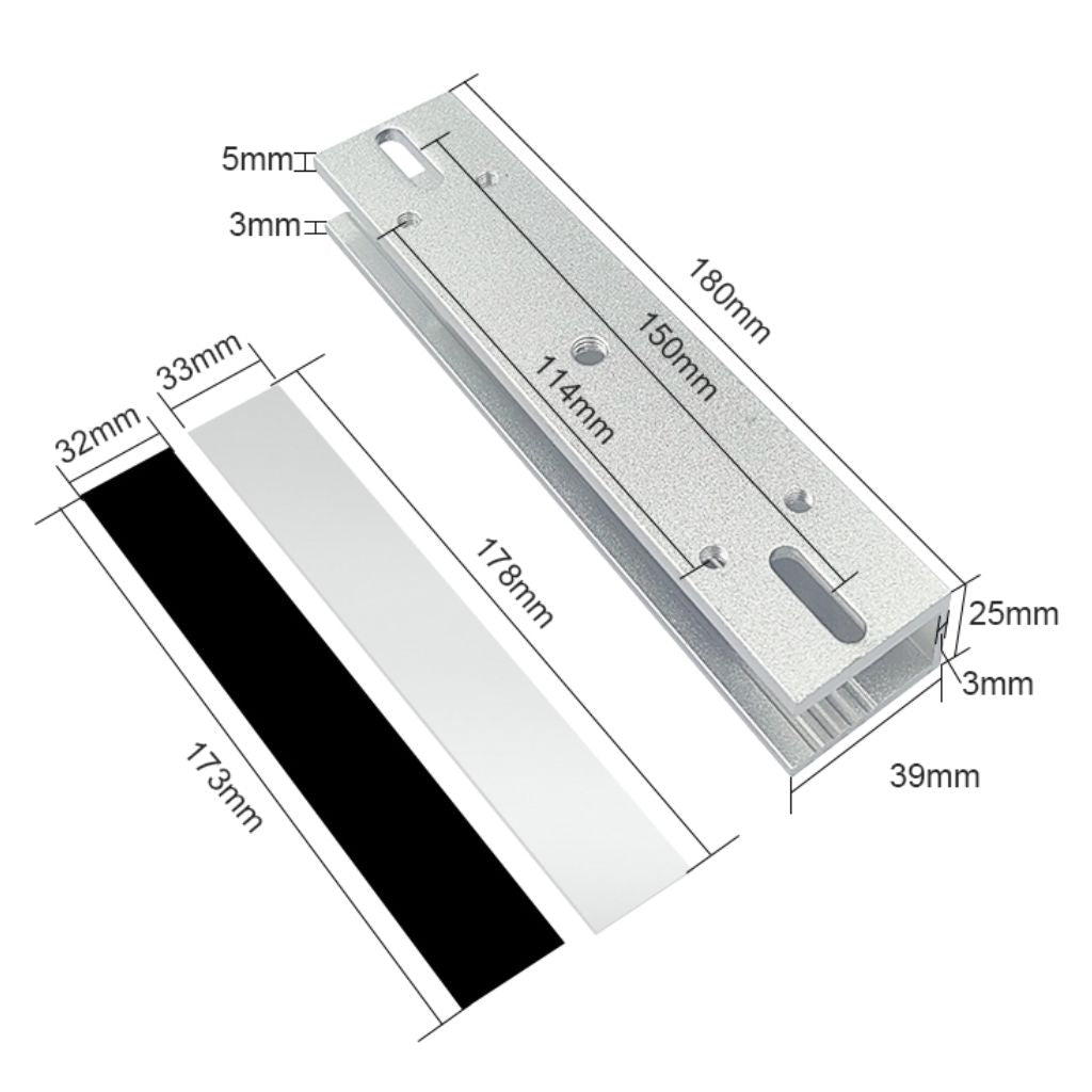 ZATECH U bracket for 280kg electromagnetic door lock (view 2)