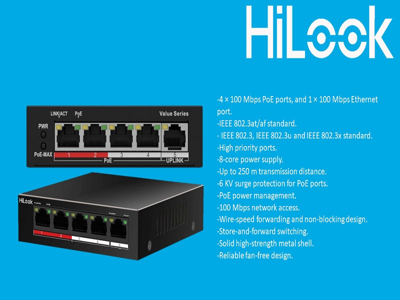 Hilook 4Port 100Mbps  Poe Switch