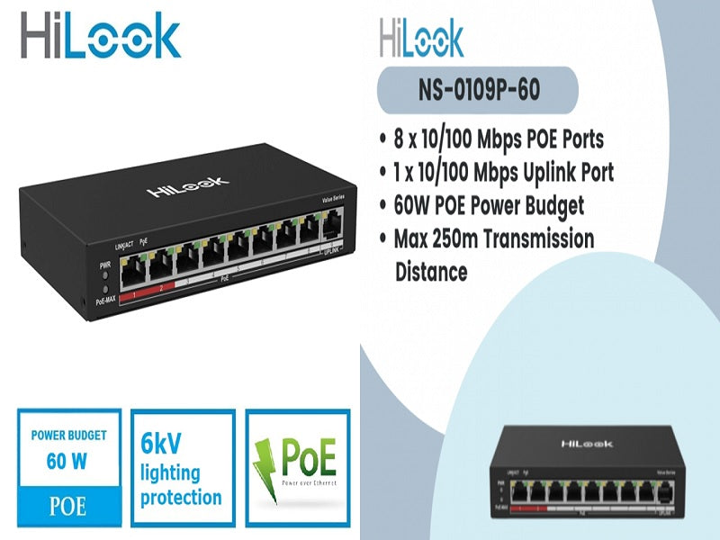 Hilook 8Port 100Mbps  Poe Switch