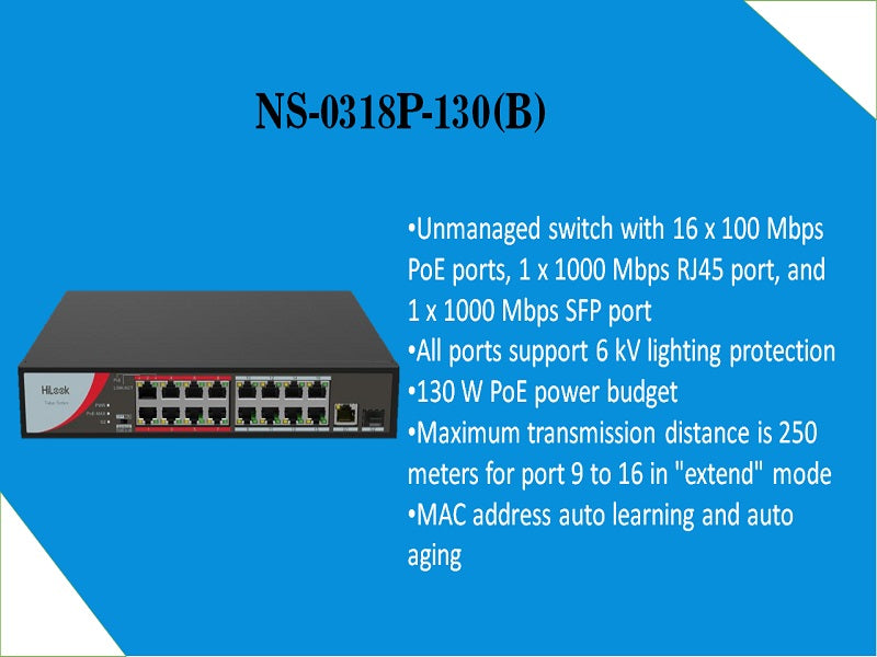 Hilook 16 Port 100Mbps  Poe Switch