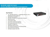 Hilook 16 Port 100Mbps  Poe Switch