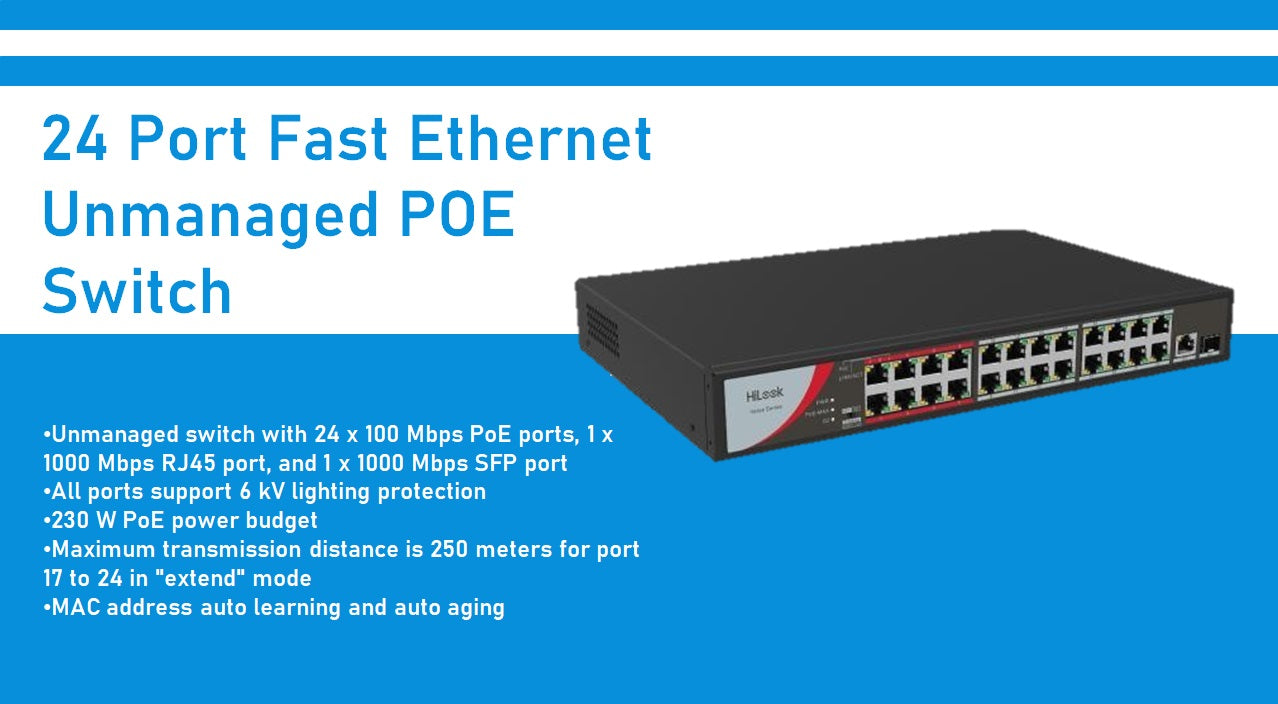 Hilook 24 Port 100Mbps  Poe Switch