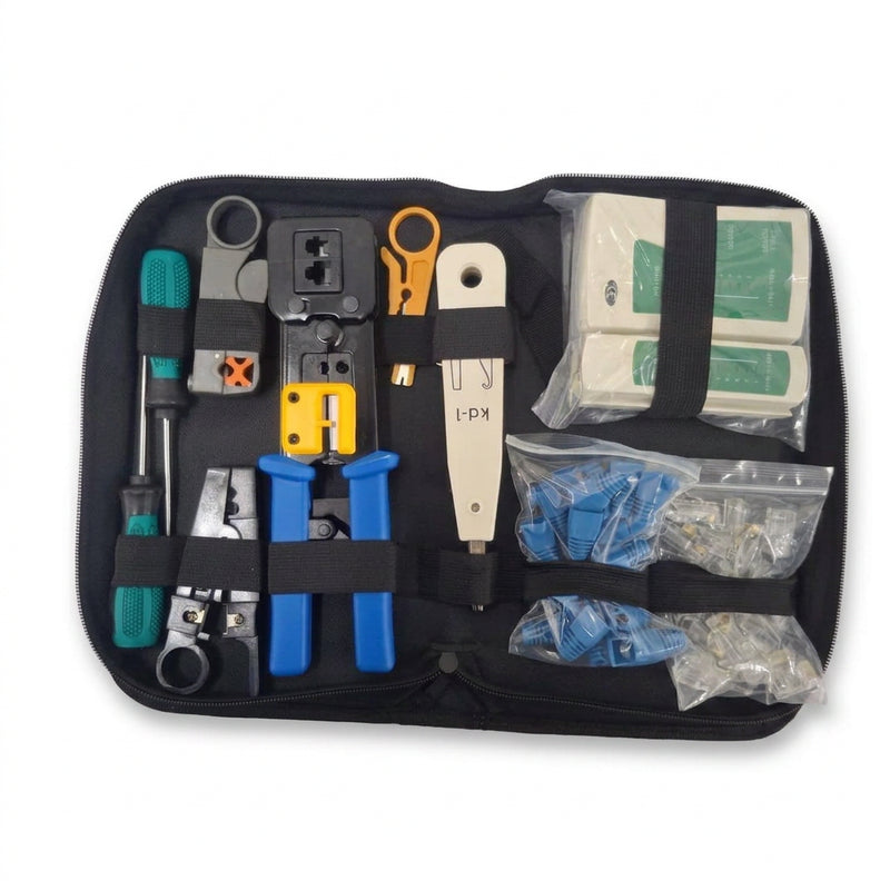 Network Tool Kit 11-Piece - RJ45 Crimping Tool, Cable Tester, CAT5e/CAT6