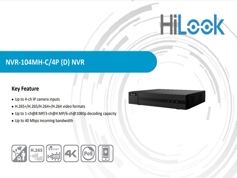 Hilook 4Ch 1U Nvr With 4 Poe