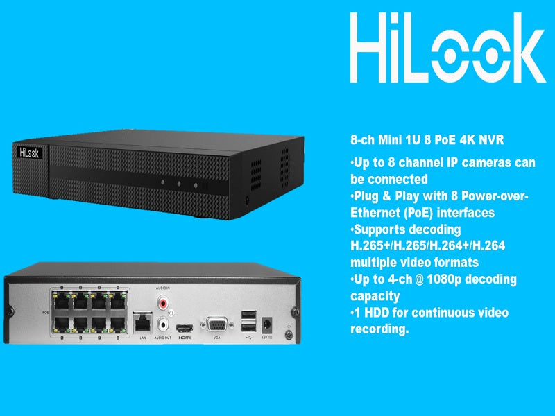 Hilook 8Ch 1U 4K Nvr With 8 Poe