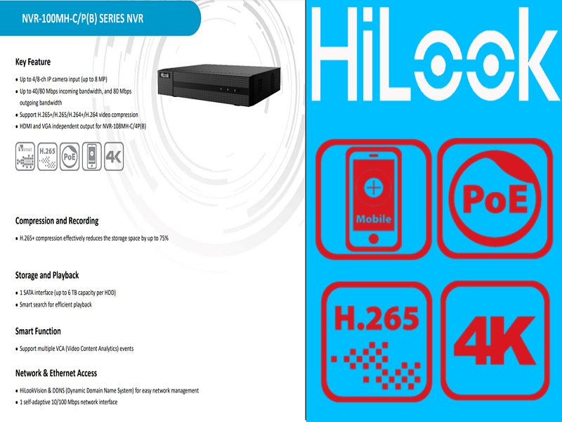 Hilook 8Ch 1U 4K Nvr With 8 Poe