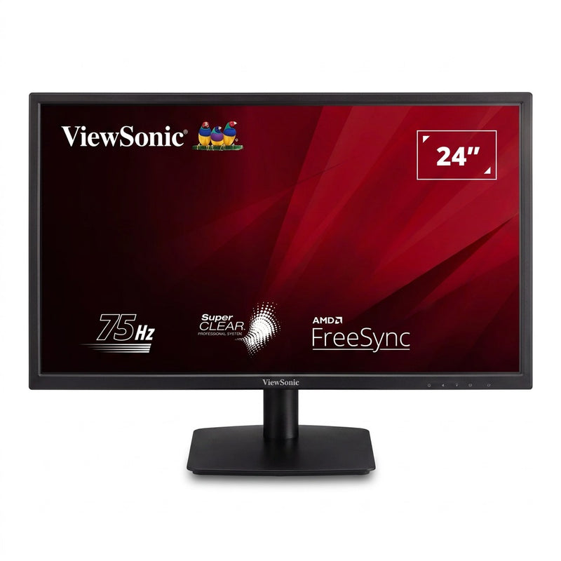 ViewSonic VA2405-H 23.6-inch monitor front view, screen showing 75Hz and AMD FreeSync branding