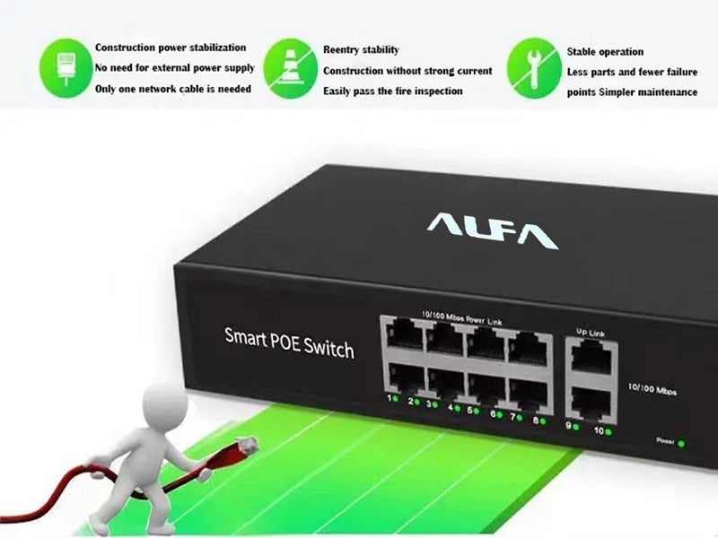 ALFA 10Port 120W Smart Poe Switch