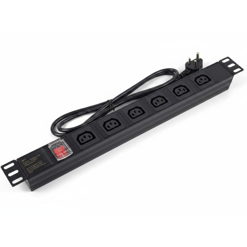 ZATECH 6-Way Power Distribution Unit PDU - Rack/Cabinet Mount, Labeled Outlets