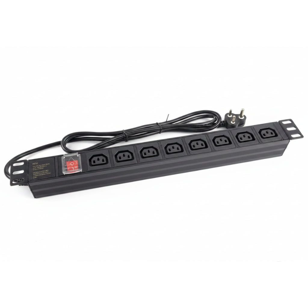 ZATECH 8-Way Power Distribution Unit PDU - Rack Mount, 8 Outlets, Labeled