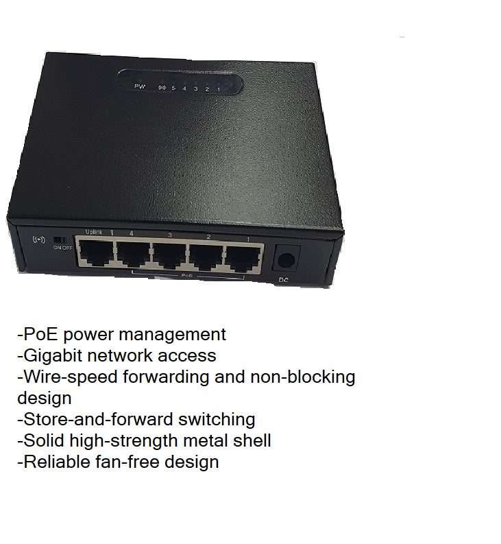 POE Switch 4Port + 1Port Uplink 65 Watts