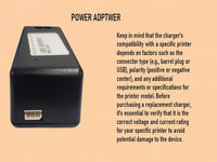 PRINTER Replacement Charger 22V-455Ma