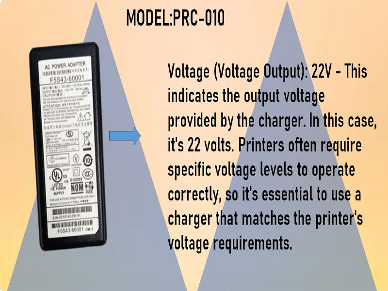 PRINTER Replacement Charger 22V-455Ma