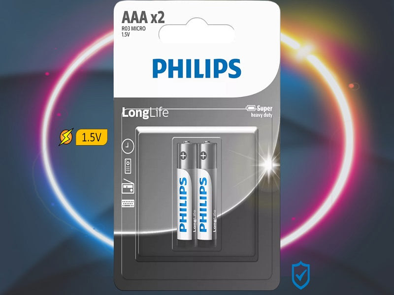 PHILIPS Aaa Longlife Battery X 2 Pack