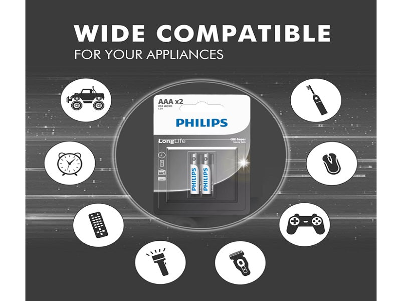 PHILIPS Aaa Longlife Battery X 2 Pack