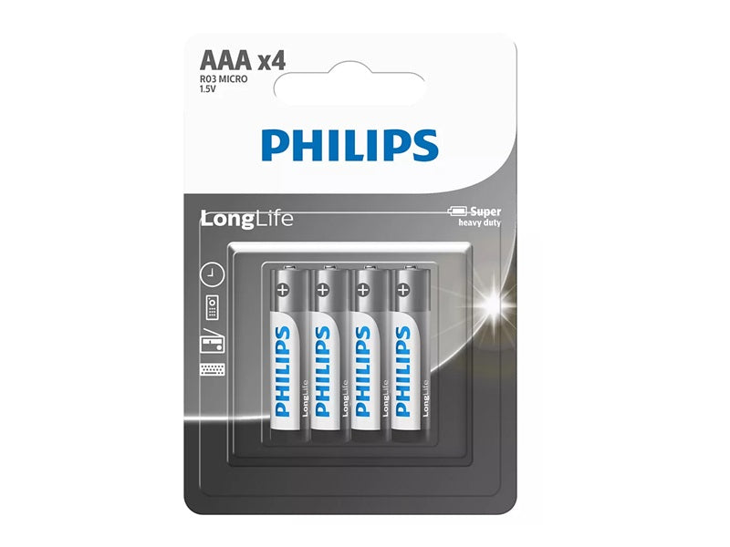 PHILIPS Aaa Longlife Battery X 4 Pack