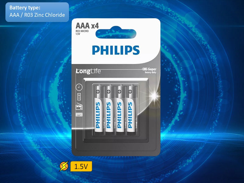 PHILIPS Aaa Longlife Battery X 4 Pack