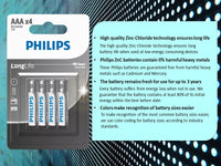 PHILIPS Aaa Longlife Battery X 4 Pack