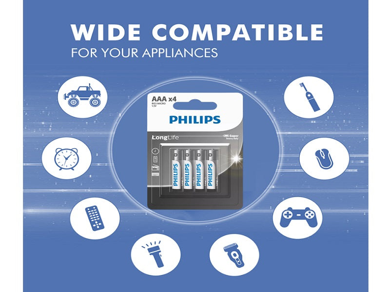 PHILIPS Aaa Longlife Battery X 4 Pack