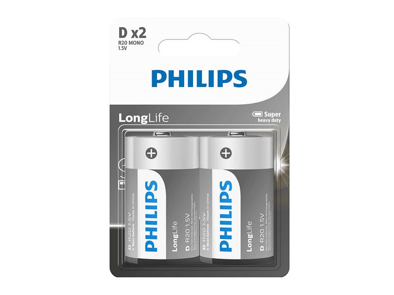 PHILIPS D Longlife Battery X 2 Pack
